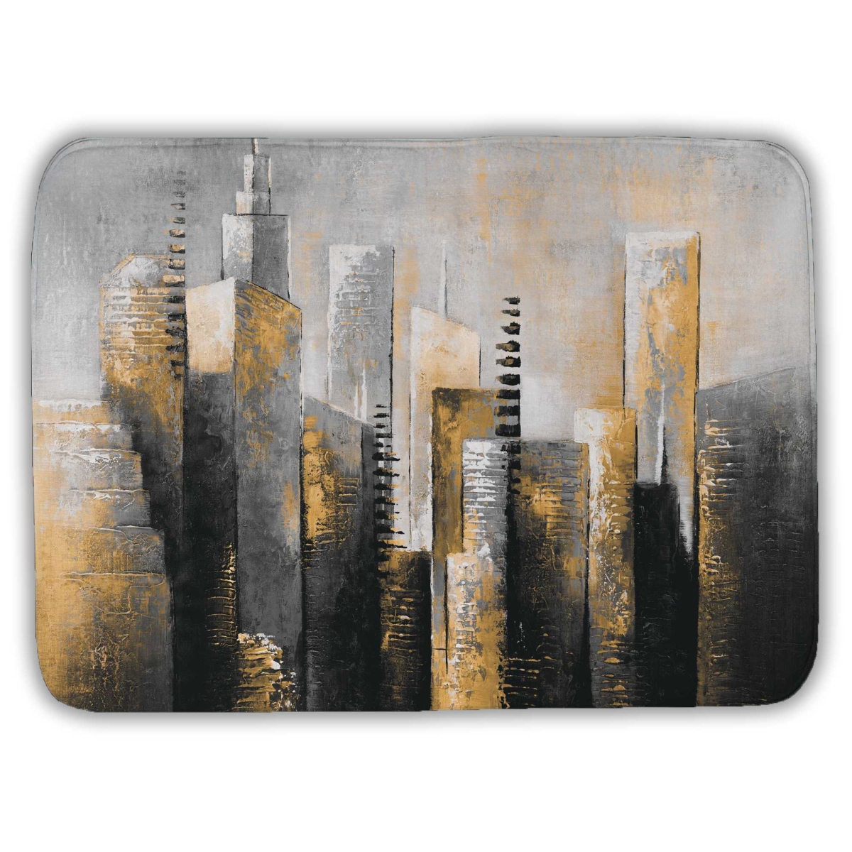 C1BM1724GLLO44 17 x 24 in. Abstract Gold Skyscraper - Gold Office Bath Mat