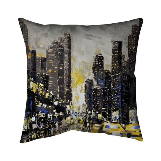 5541-2020-CI148 20 x 20 in. Abstract & Texturized City with Yellow Taxis-Double Sided Print Indoor Pillow