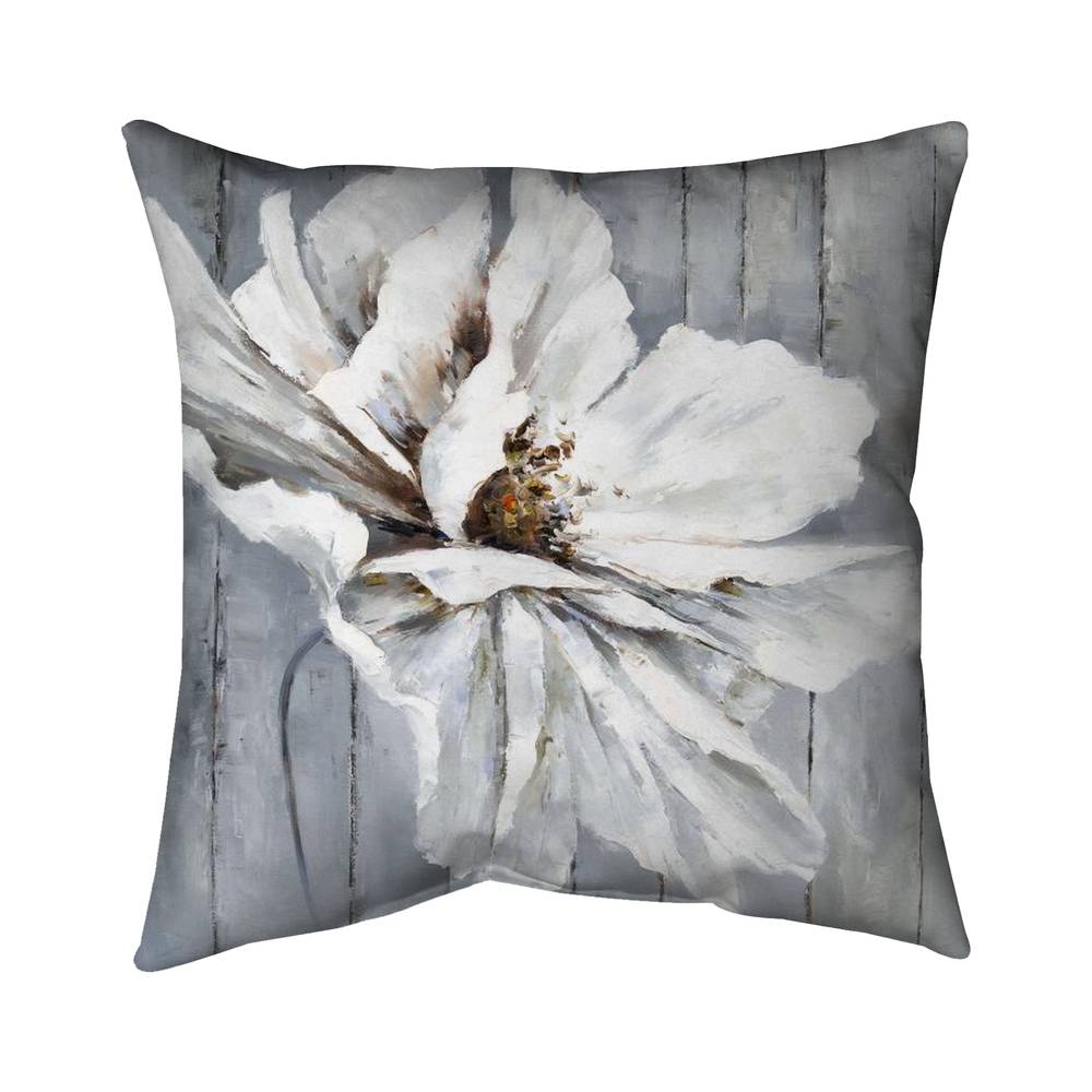 5543-2626-FL91 26 x 26 in. Flower on Wood - Blue Floral Poly Twill Throw for Home Decor
