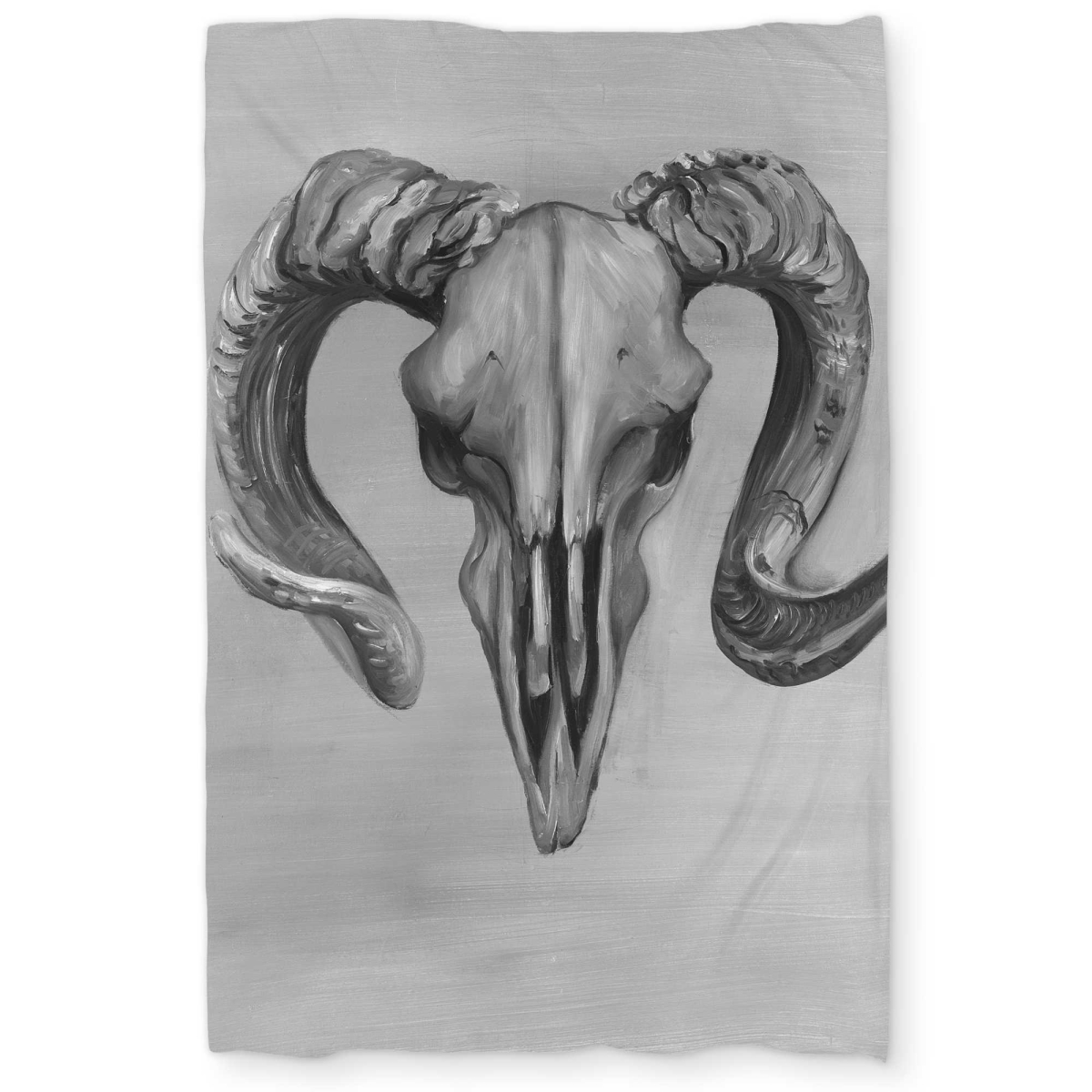 C1DCTXLWKA71O2 Grayscale Aries Skull Twin Size Extra Long Duvet Cover - Unique Gray Home Decor