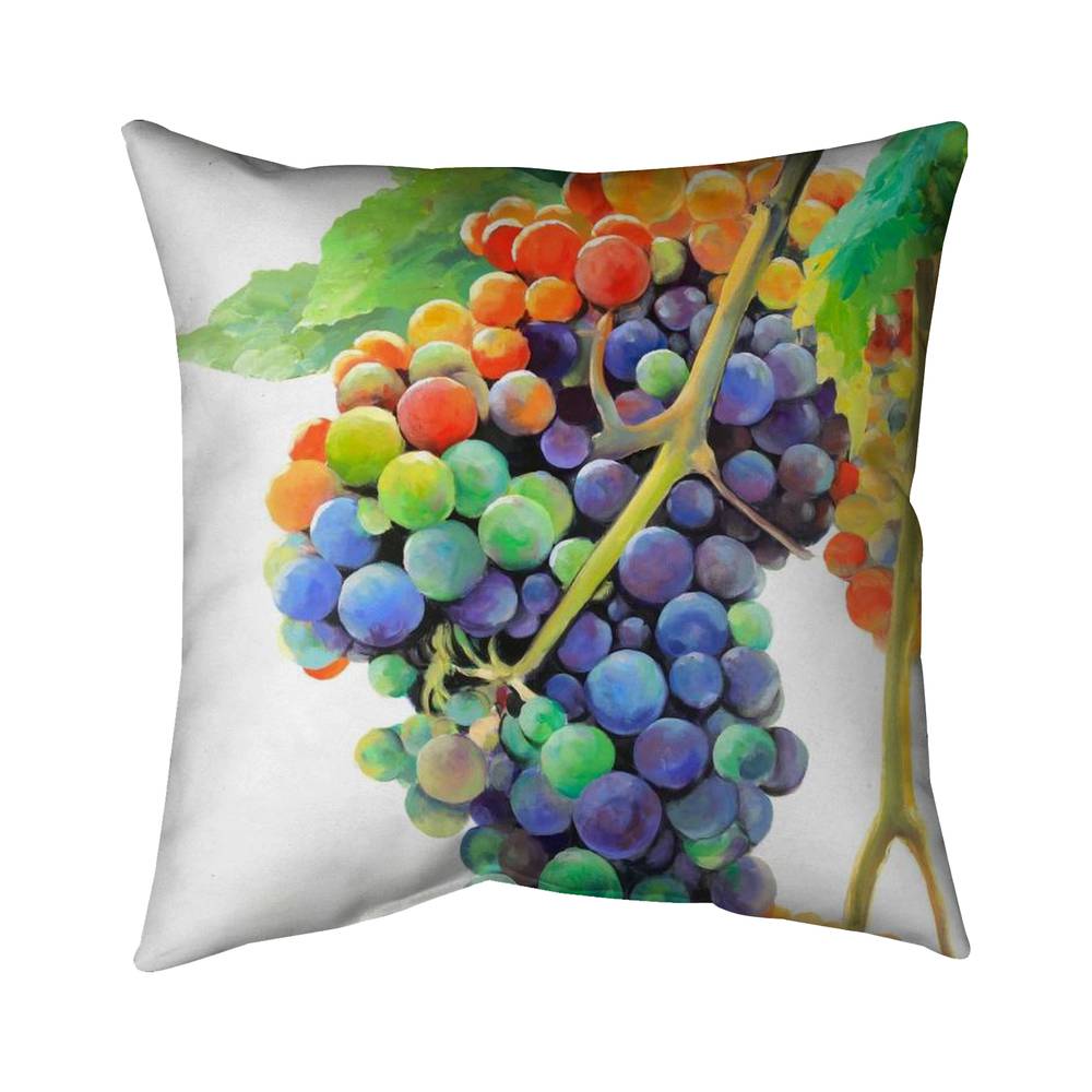 5543-2626-GA68 26 x 26 in. Colorful Bunch of Grapes - Still Life Green Poly Twill Throw