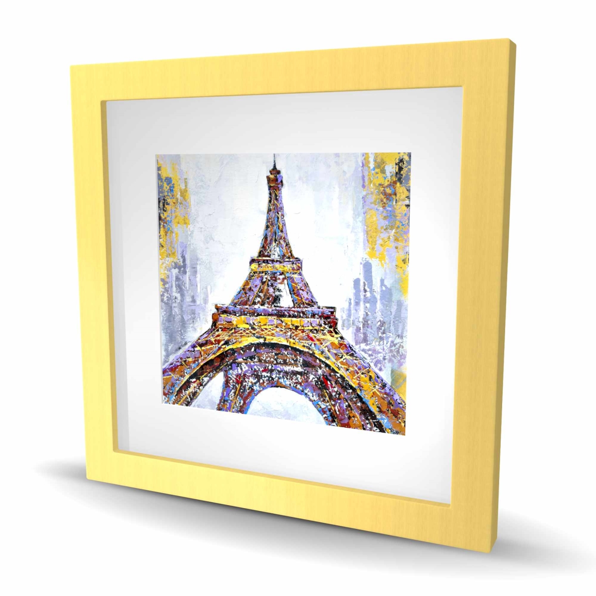 C1FM16169018OK 16 x 16 in. Abstract Paint Splash Eiffel Tower - Purple Framed Print Wall Art