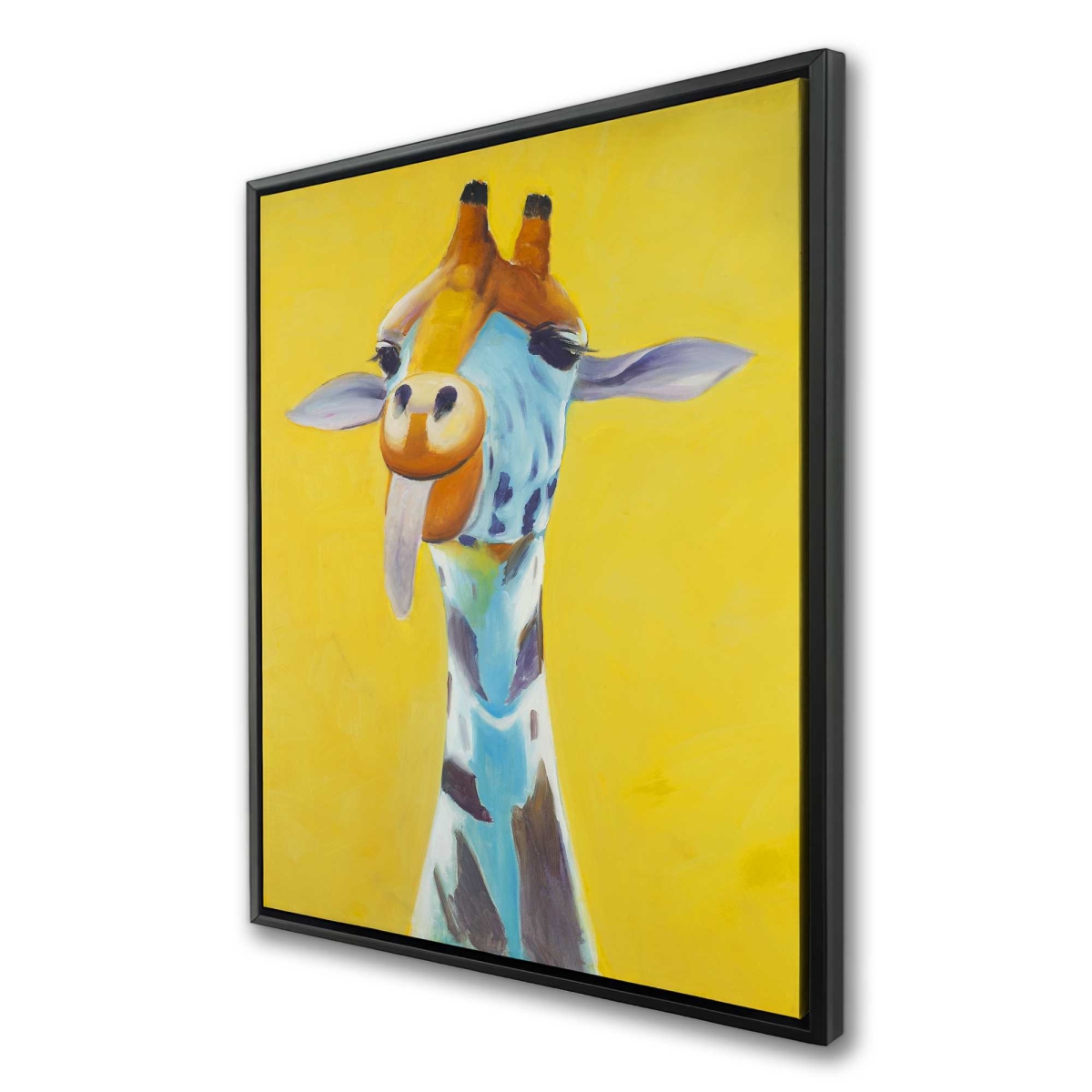 C1FC3648AHUF81 36 x 48 in. Funny Giraffe - Orange Illustrative Framed Canvas Home Decor