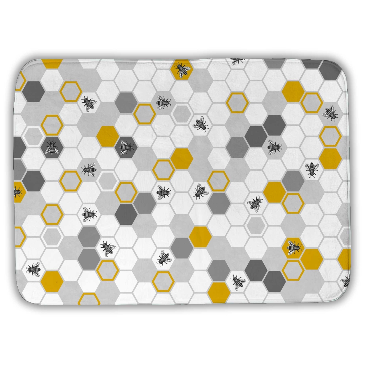 C1BM1724MVCYIU 17 x 24 in. Beehive Pattern Yellow Bath Mat - Stylish Home Decor