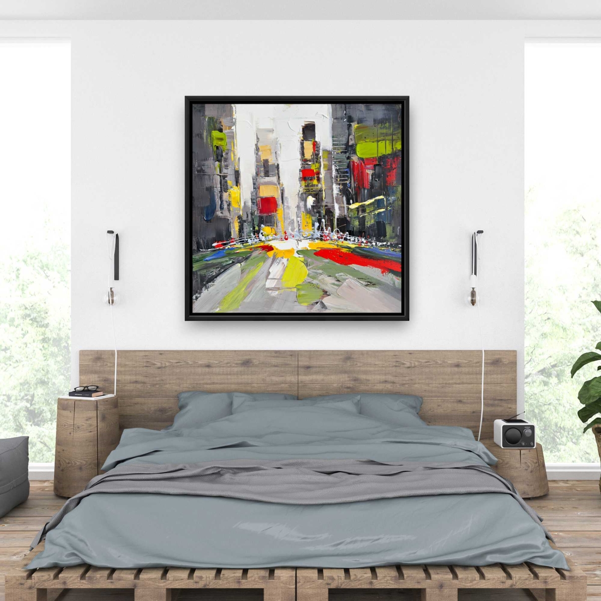 C1FC3636XU8JN6 36 x 36 in. Abstract Texturized Cityscape - Building Cities Canvas Art