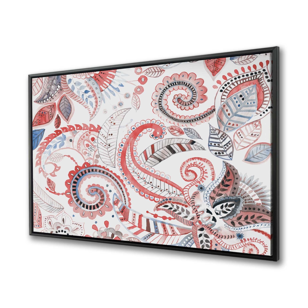 C1FC36484SJPO1 36 x 48 in. Paisley Pattern Bedroom Blue Framed Canvas - Home Decor