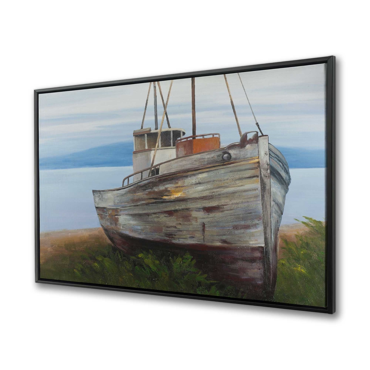 C1FC36486AK2NG 36 x 48 in. Old Abandoned Boat - Boat Transportation Framed Canvas Art