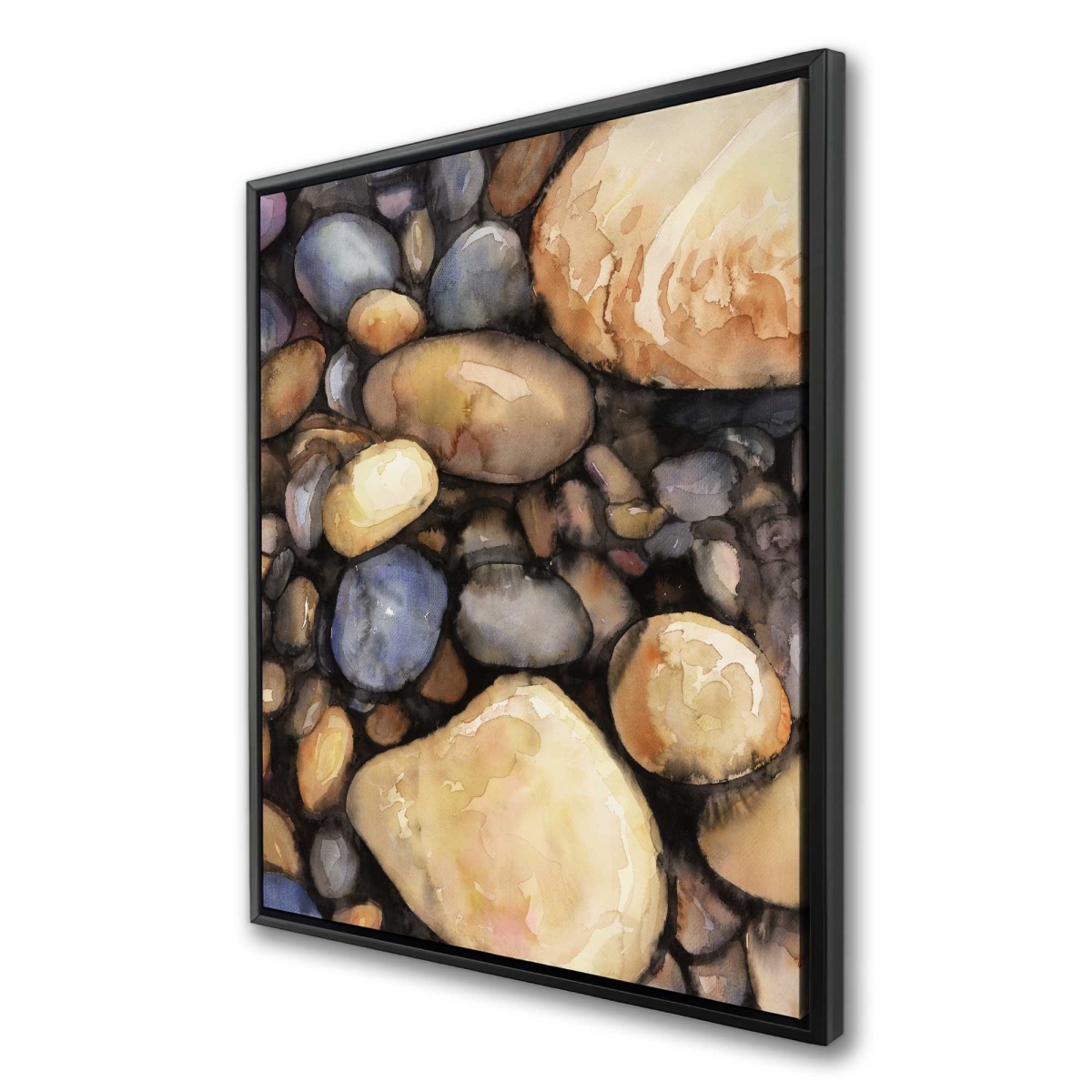 C1FC36486B35R0 36 x 48 in. Small Pebbles - Bathroom Blue Framed Canvas Home Decor