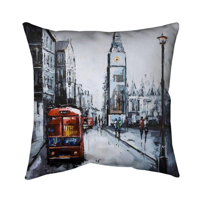 20 x 20 in. Abstract London & Red Bus-Double Sided Print Indoor Pillow