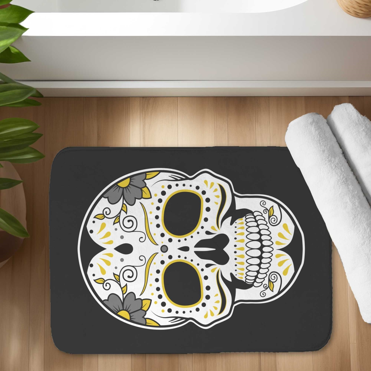C1BM1724VBROH6 17 x 24 in. Mexican Sugar Skull Art Bath Mat - Unique Home Decor