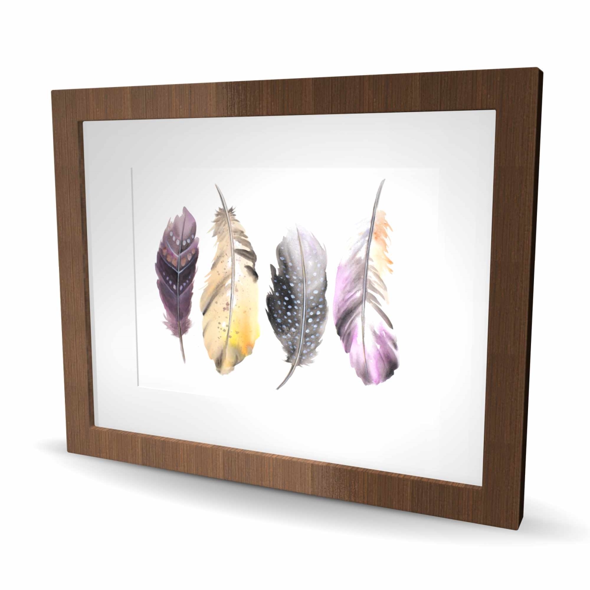 C1FM1620CD6DN7 16 x 20 in. Bohemian Feather Set - Framed Matted Print Wall Art for Home Decor