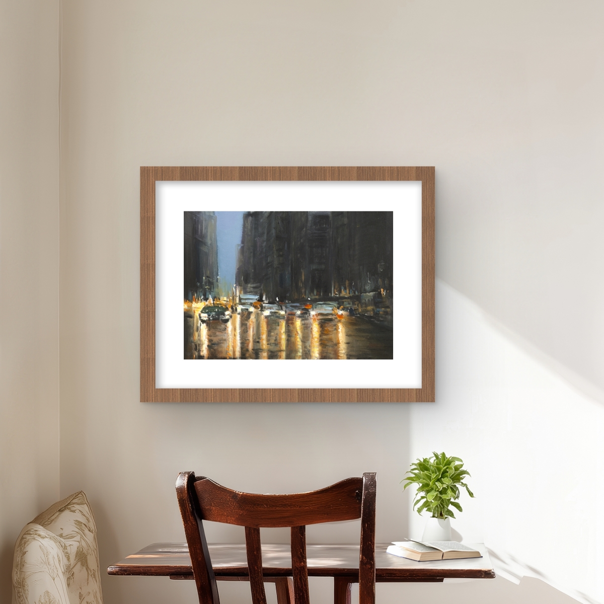 C1FM1620CKYNZ3 16 x 20 in. Evening in the Streets of York City Wall Art - Framed Print Decor