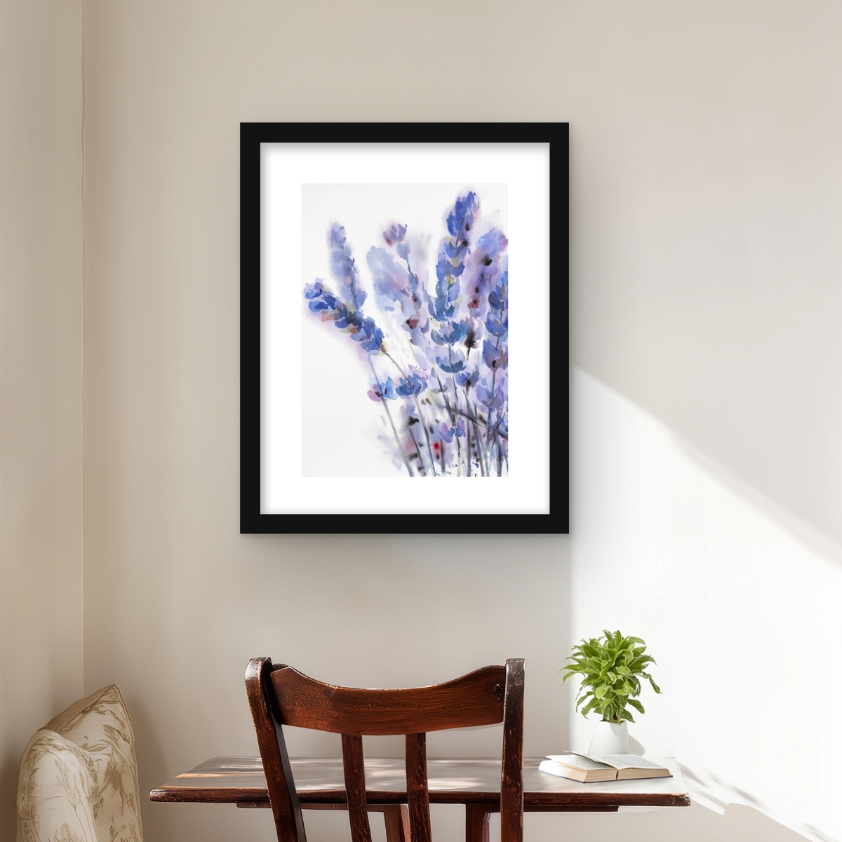 C1FM1620DF3I0O 16 x 20 in. Watercolor Lavender Flowers Print Wall Art - Rustic Framed Home Decor