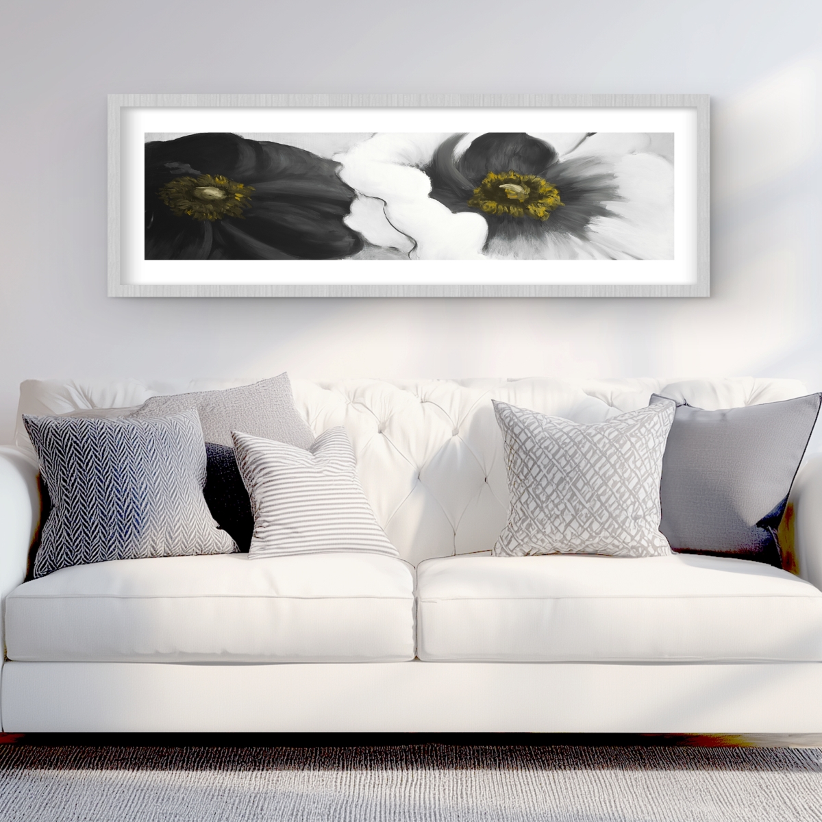 C1FM1648AFTHCJ Assorted White Flowers - Framed Matted Print Wall Art for Home Decor - 16 x 48 in.