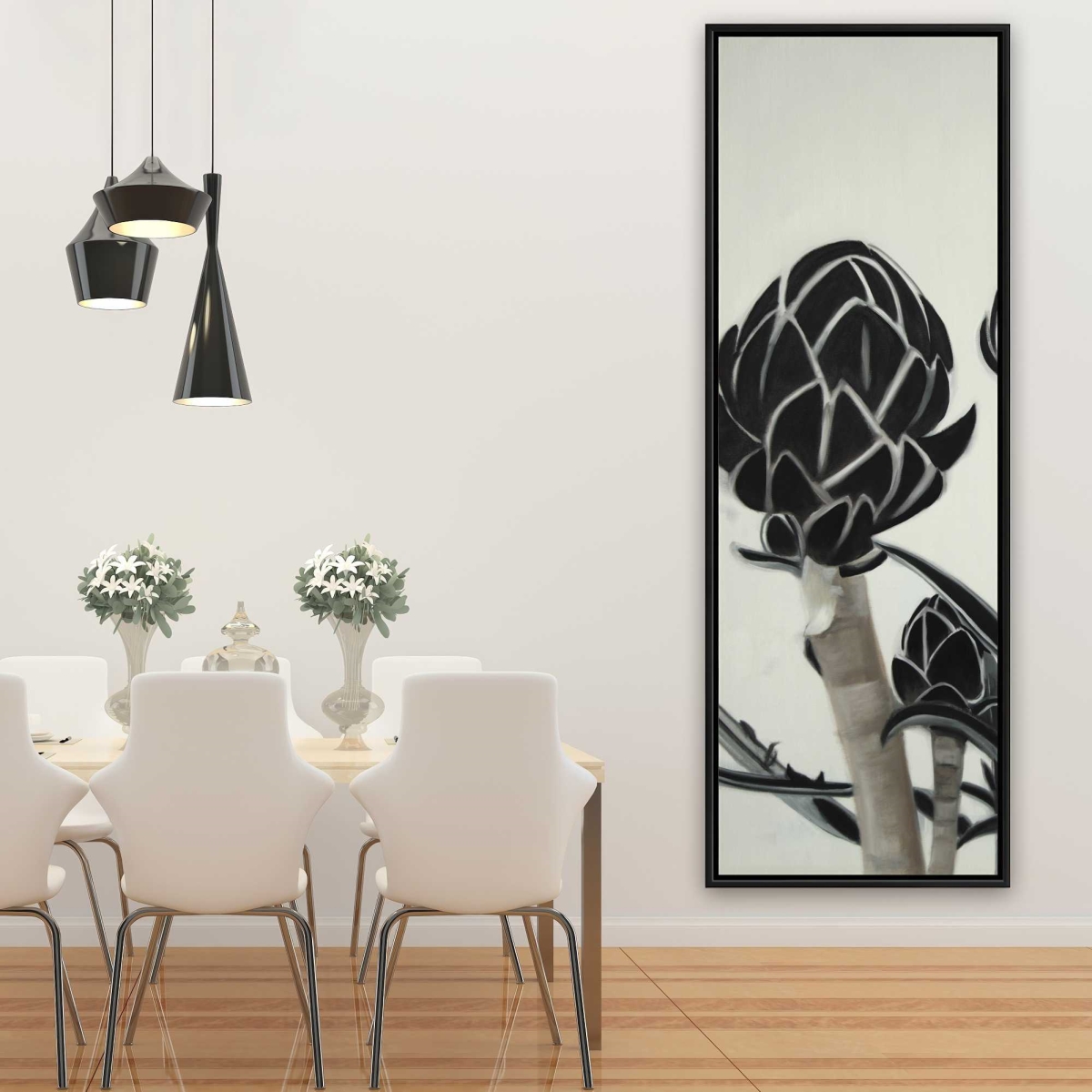 C1FC2060HL8VRP 20 x 60 in. Artichokes - Kitchen Leaves Framed Canvas - Decor Wall Art