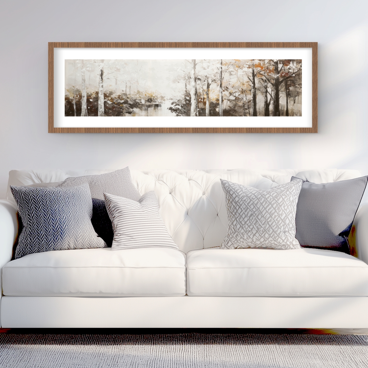 C1FM1648XDOFRG 16 x 48 in. Abstract White Forest - Modern Framed Print Wall Art for Home Decor