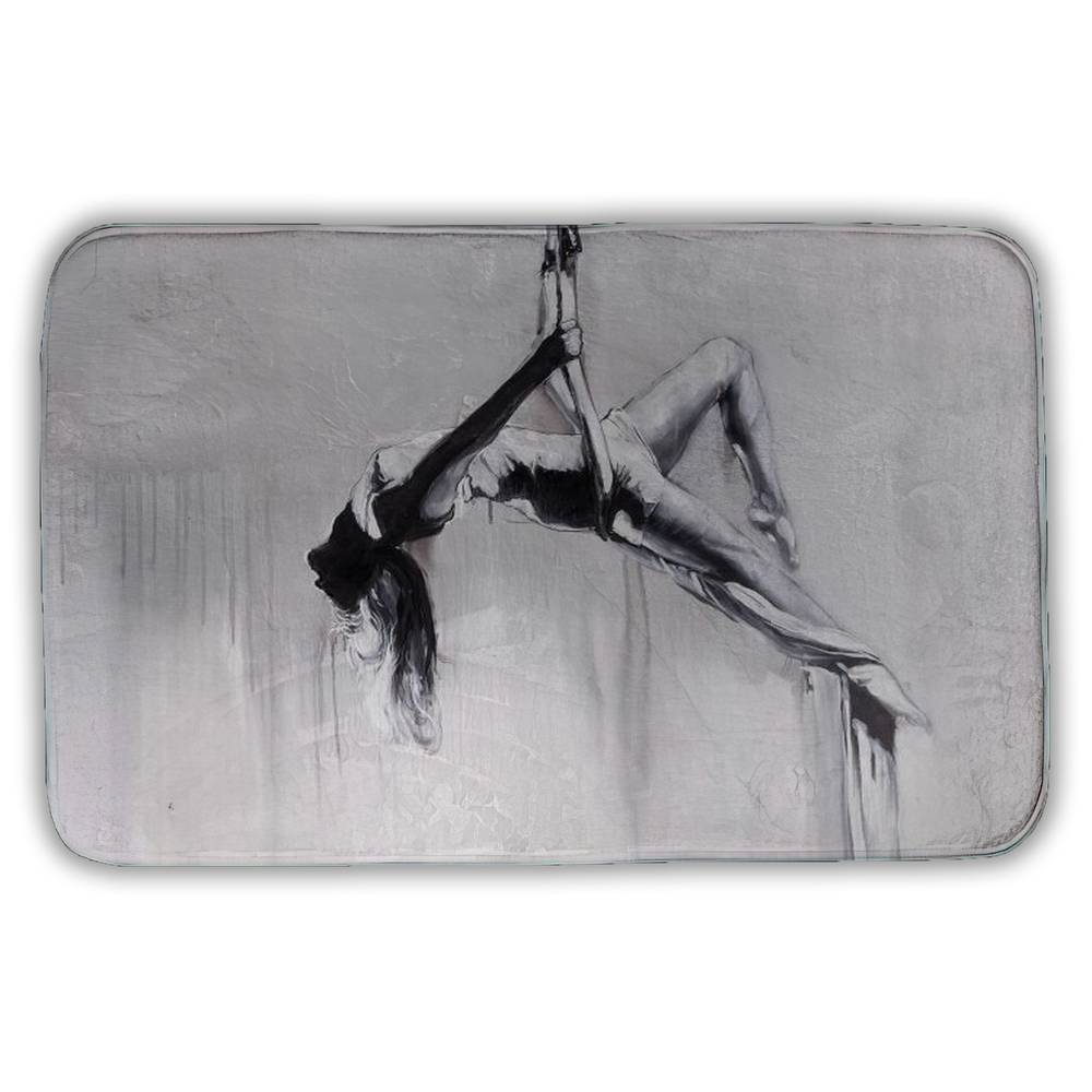 5930-2134-SP35 21 x 34 in. Dancer on Aerial Contortion Bath Mat - Black & White Decor