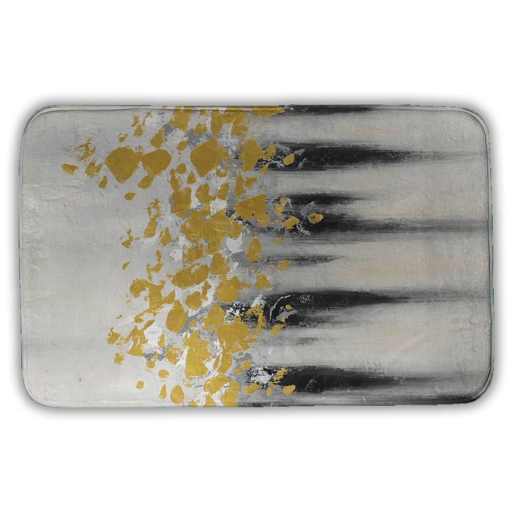 5930-3421-AB34 21 x 34 in. Small Golden Spots Bath Mat - Black Shapes Home Decor