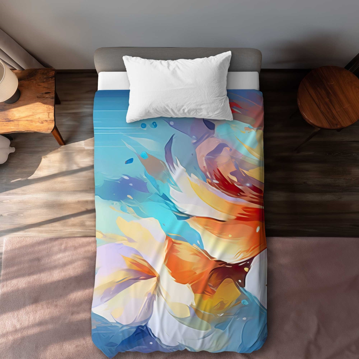 C1DCTXLW67O0VF Flowery Explosion Twin Size Extra Long Duvet Cover - Abstract Flowers Home Decor