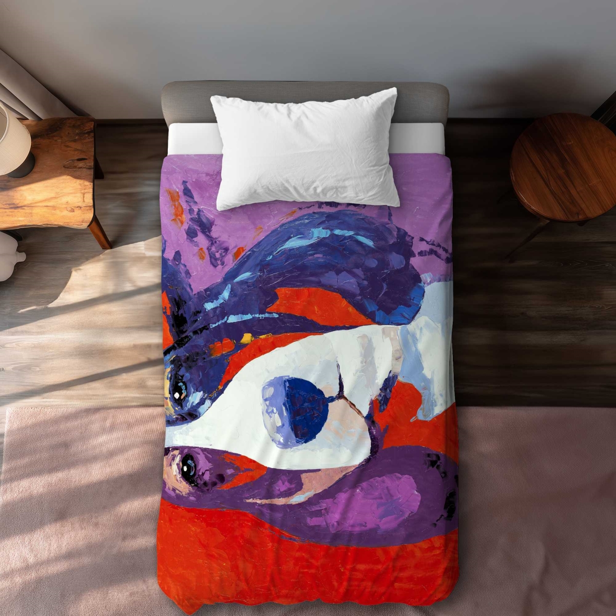 C1DCTXLWBDVR2W Abstract Colorful Basset Dog Twin Size Extra Long Duvet Cover - Bedroom Pets