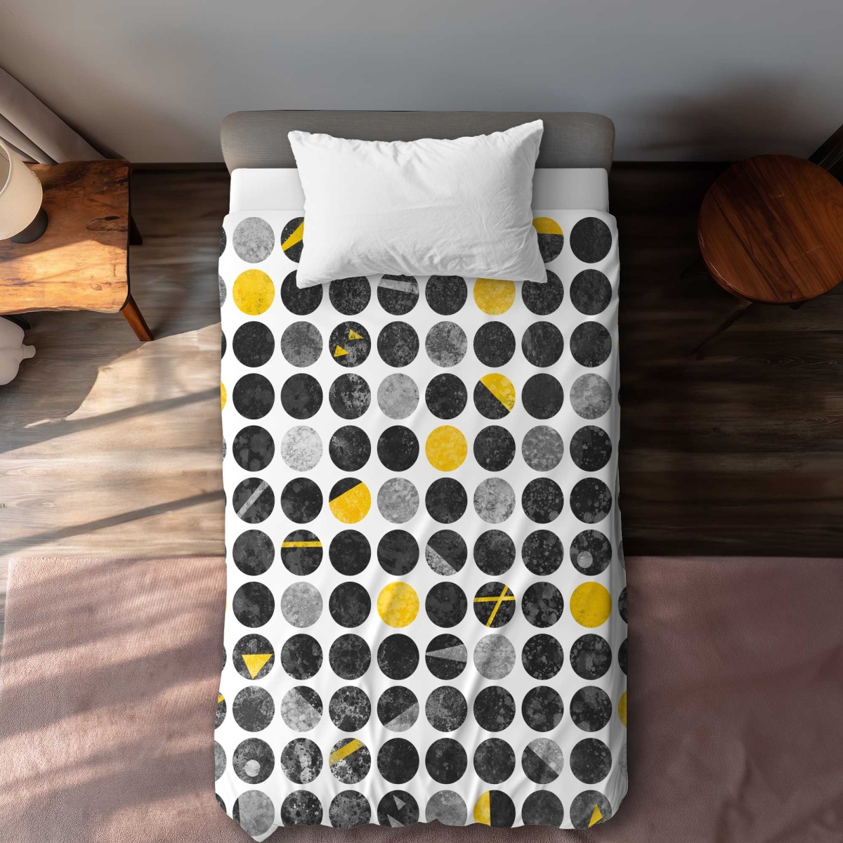 C1DCTXLWEBG4VZ Abstract Grunge Circles - Industrial Twin Size Extra Long Duvet Cover - Decor