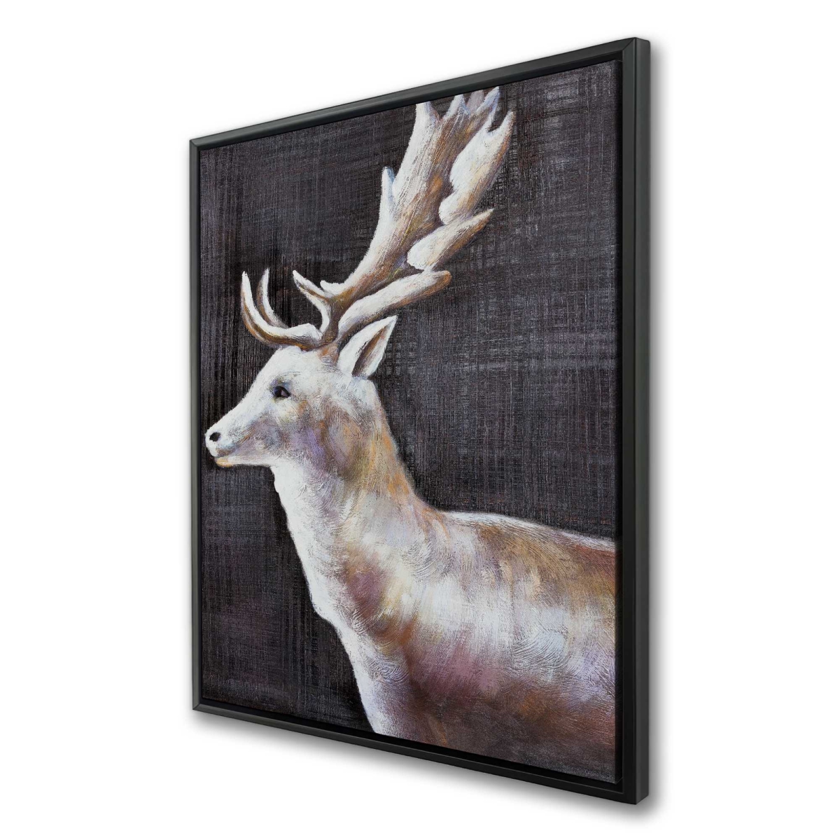 C1FC3648CU5O3O 36 x 48 in. Deer Profile View in the Dark - Rustic Framed Canvas Art