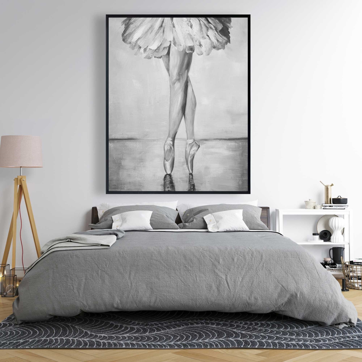 C1FC48600FIJOW 48 x 60 in. Ballet Classic Steps - White Living Room Framed Canvas Decor