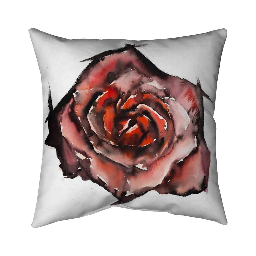 5543-2626-FL290 26 x 26 in. Watercolor Rose Red Poly Twill Throw - Floral Home Decor