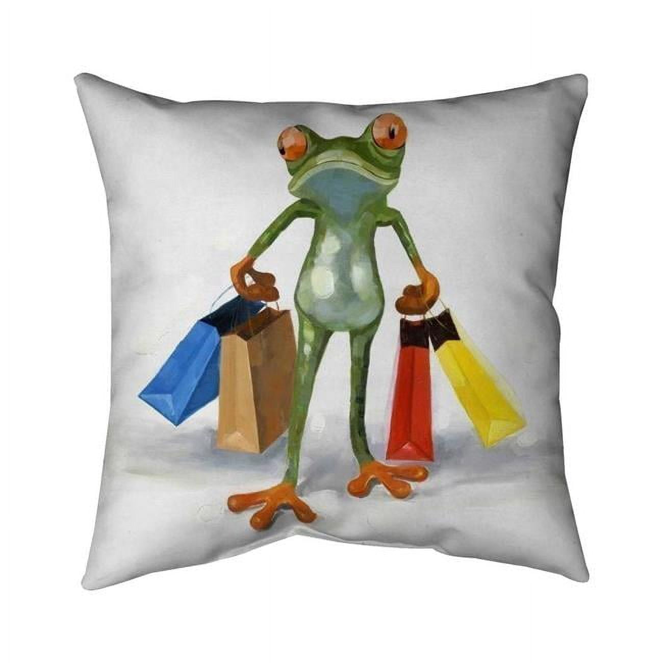18 x 18 in. Funny Frog with Shopping Bags-Double Sided Print Indoor Pillow