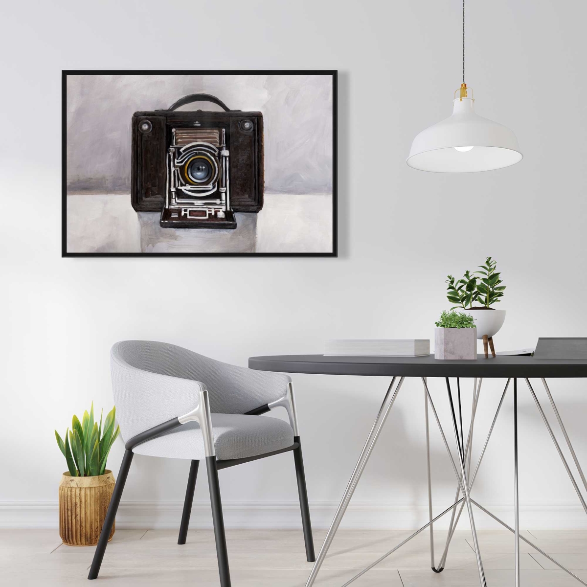 C1FC2436WJZI8C 24 x 36 in. Old Camera Framed Canvas - Bedroom Miscellaneous Decor