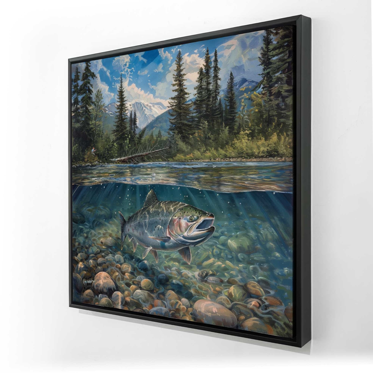 C1FC3636MYM4Z6 36 x 36 in. Up Close - Turquoise Framed Canvas for Home Decor