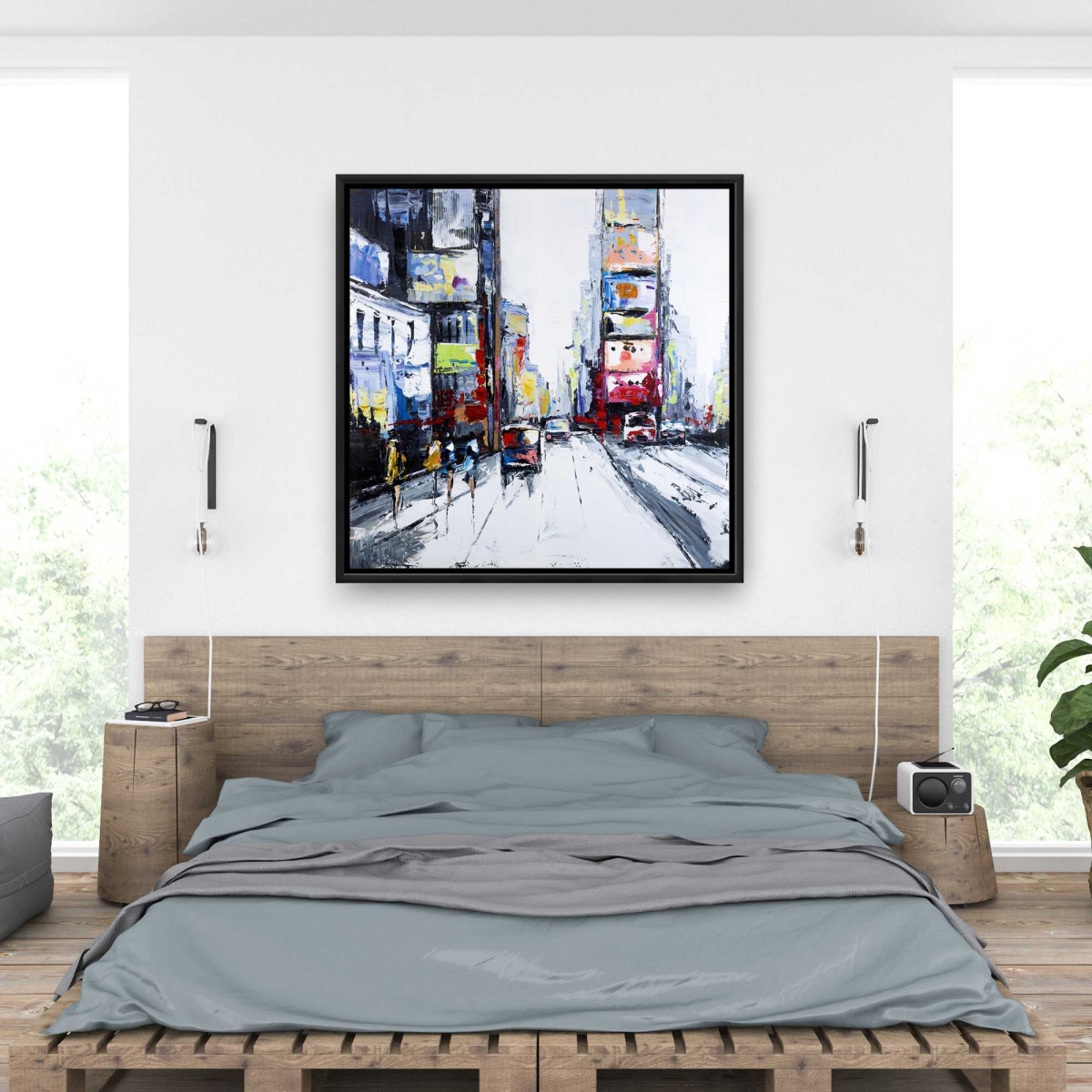 C1FC3636QMKULF 36 x 36 in. Time Square - Building Cities Framed Canvas for Home Decor