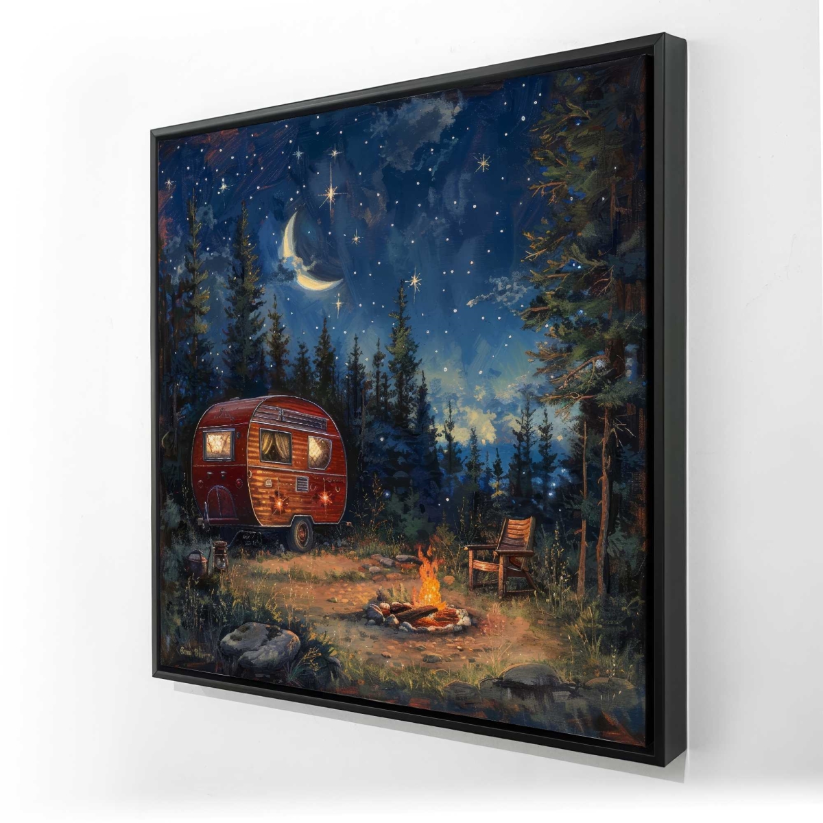 C1FC3636RDZIZW 36 x 36 in. Campfire - Gray Framed Canvas for Cozy Home Decor