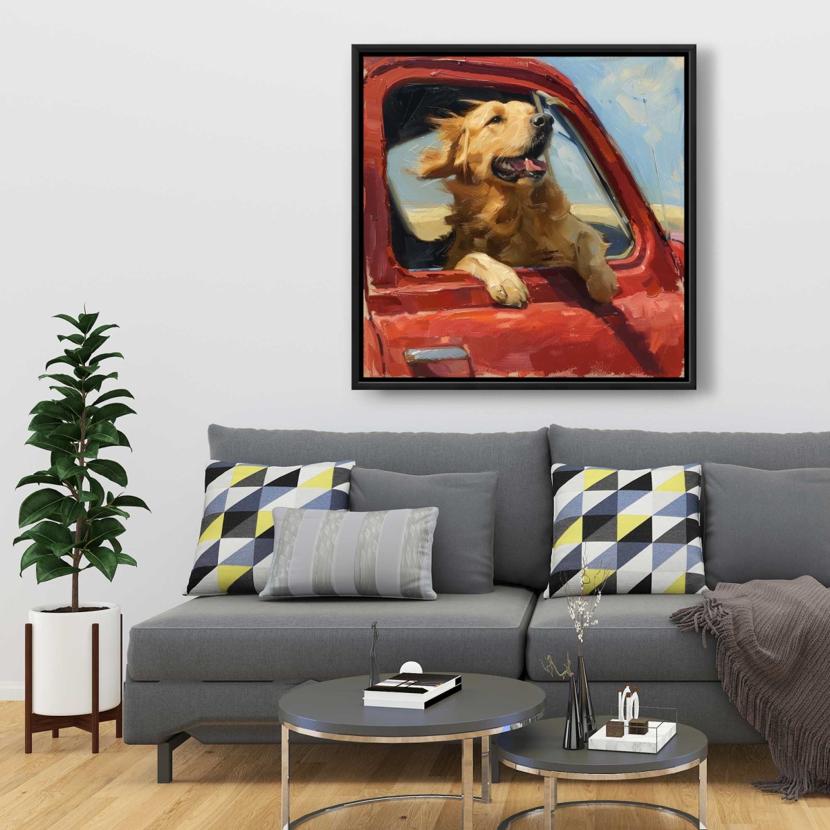 C1FC36367SQ80R 36 x 36 in. Feel The Wind - Turquoise Framed Canvas for Home Decor