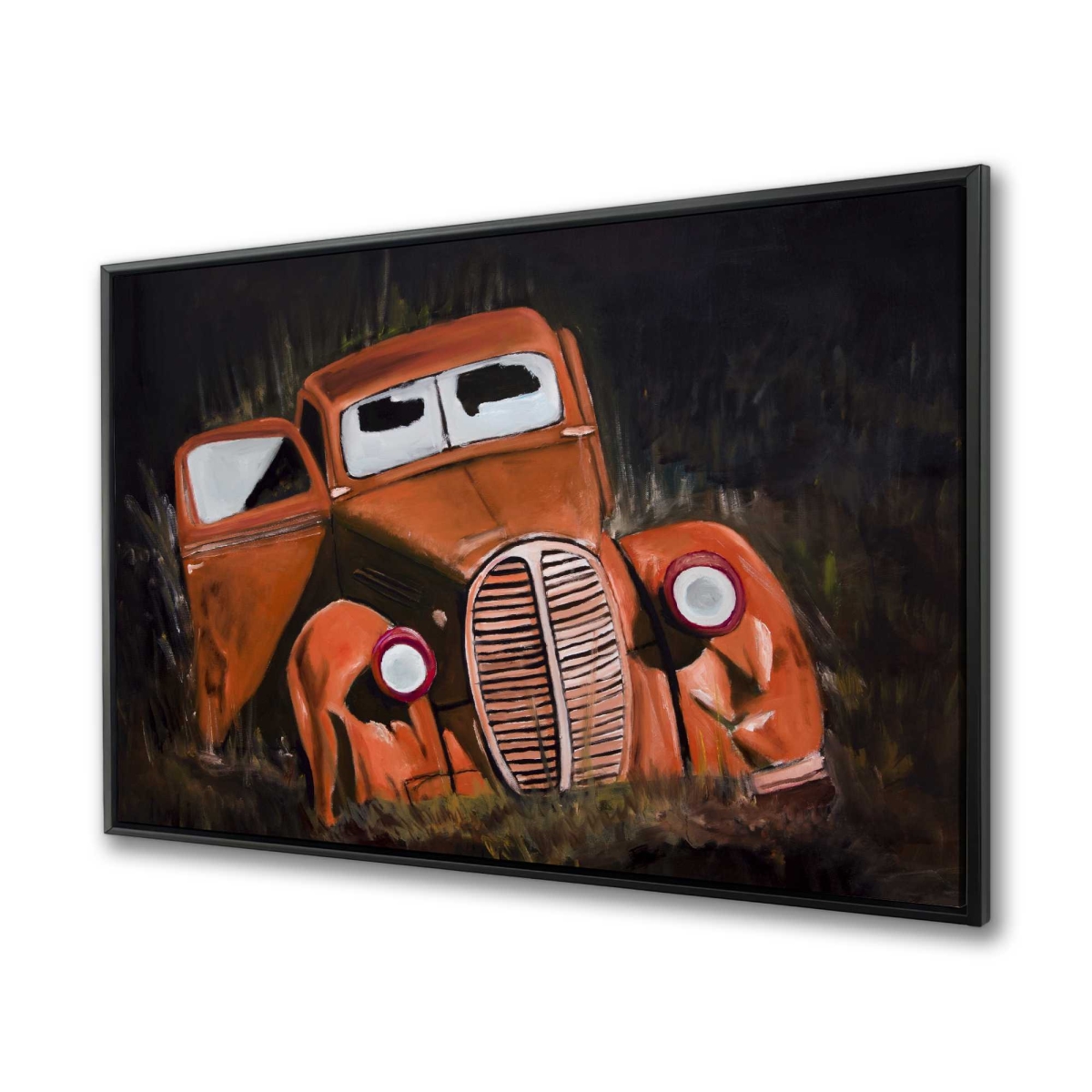 C1FC3648L9TBEQ 36 x 48 in. Humpy Old Car by Night - Framed Canvas for Home Decor