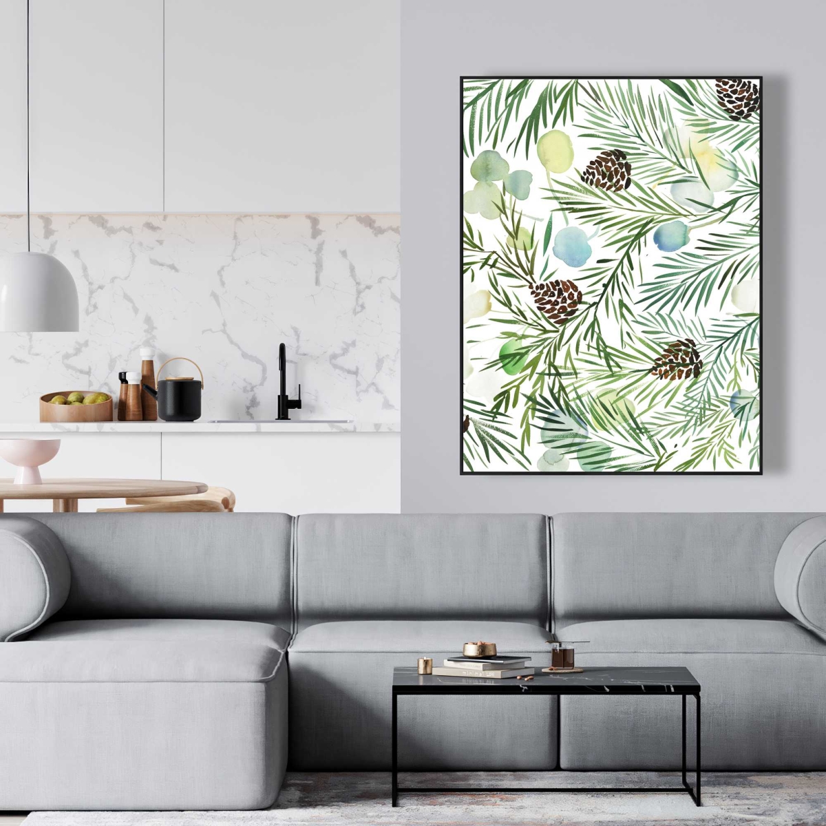 C1FC3648MLFRGL 36 x 48 in. Pine Cone Pattern - Brown Seasons Framed Canvas - Home Decor