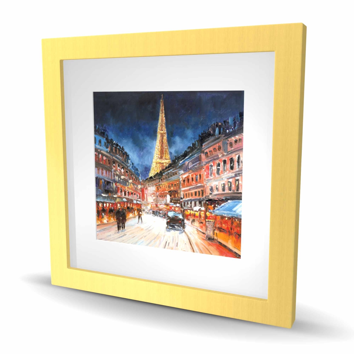 C1FM16165EQG8A 16 x 16 in. Illuminated Paris - Framed Matted Print Wall Art for Bedroom Decor
