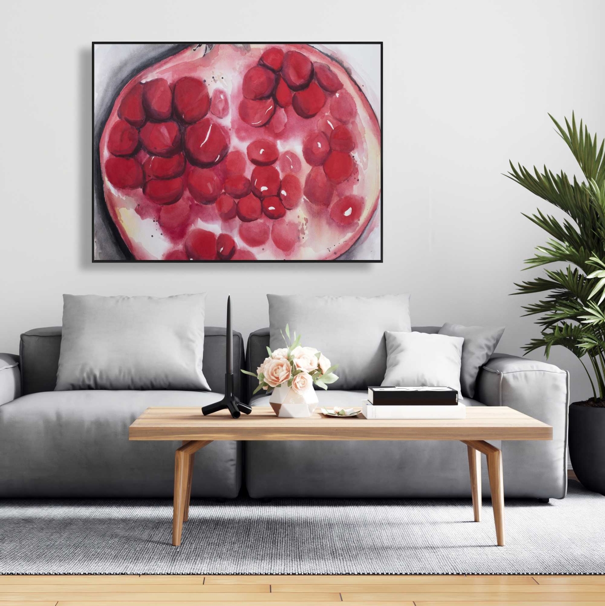 C1FC3648KOGWDH 36 x 48 in. Open Pomegranate - Gastronomy Kitchen Framed Canvas Art