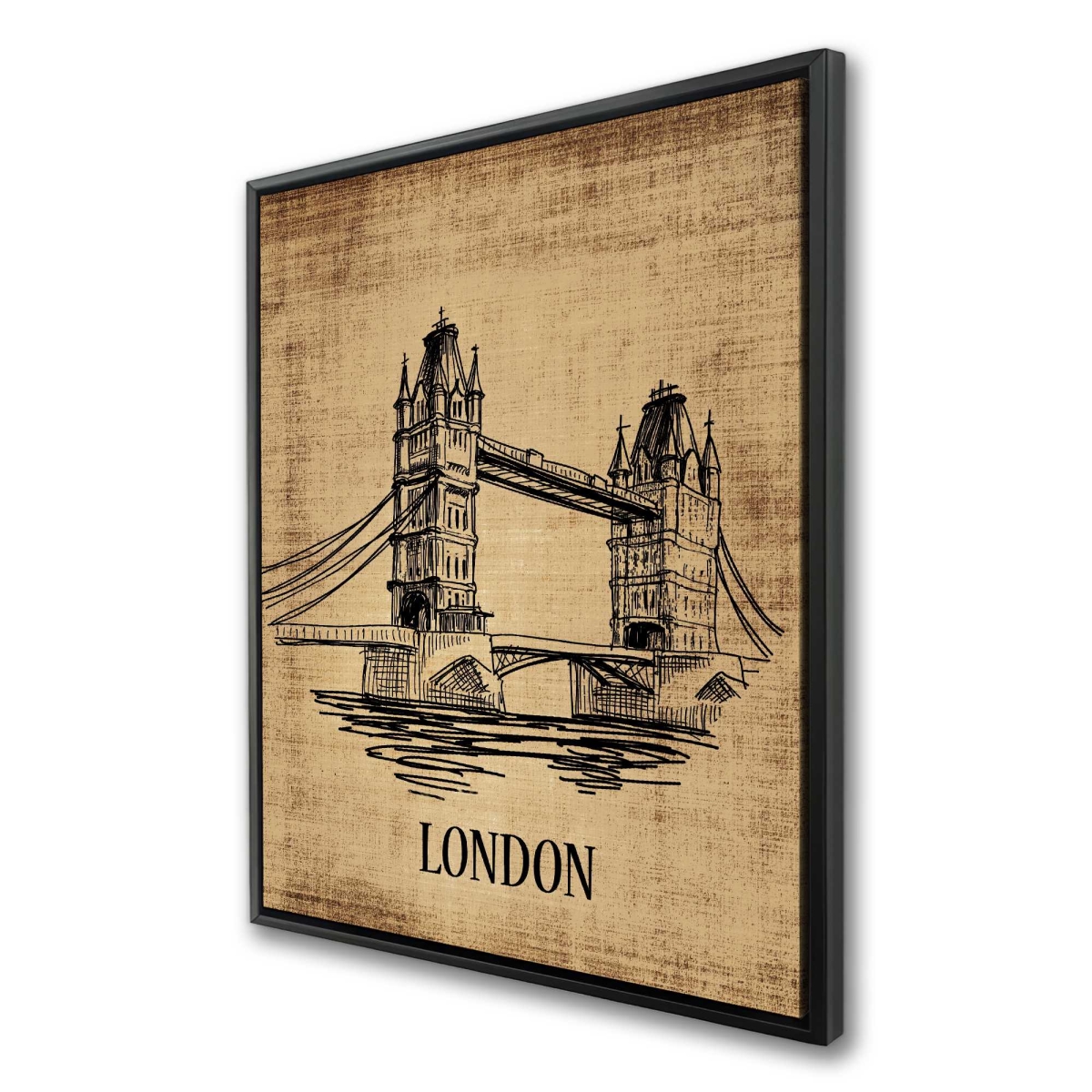 C1FC3648S7RSHR 36 x 48 in. Tower Bridge Illustration - Framed Canvas Home Decor Art
