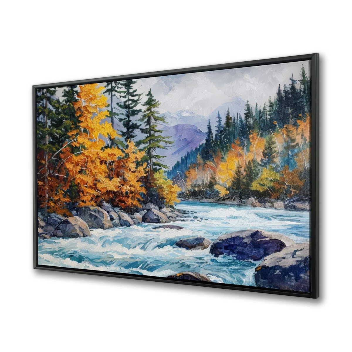 C1FC3648UMYMBE 36 x 48 in. Rapids Beige Framed Canvas - Elegant Home Decor Artwork
