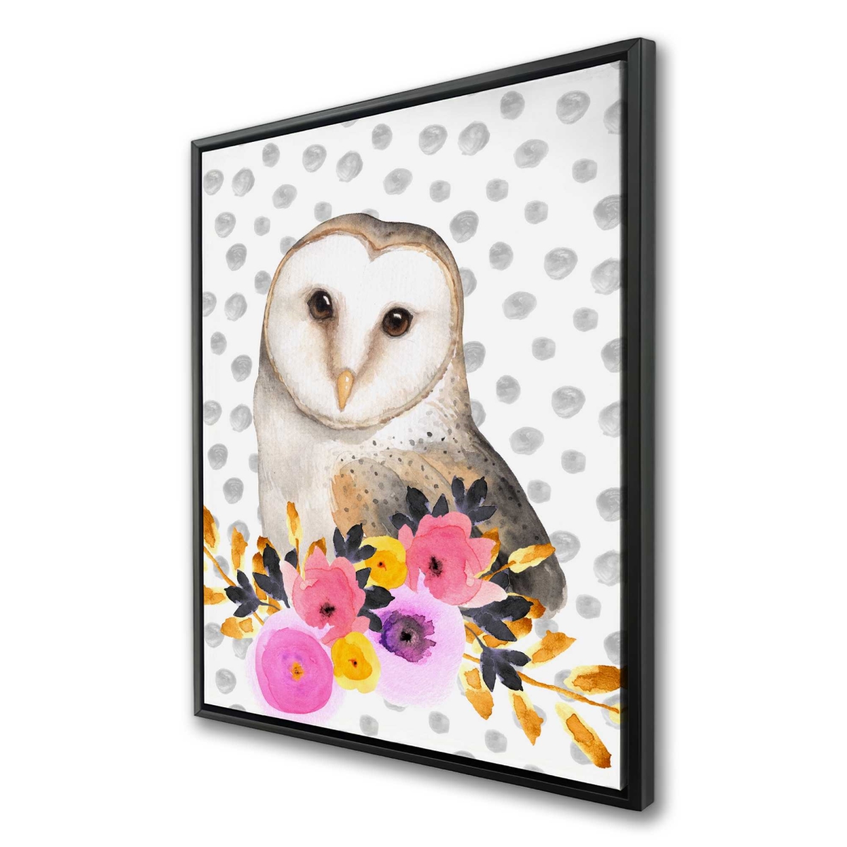 C1FC3648V1ZDCO 36 x 48 in. Beautiful Owl - Pink Framed Canvas for Home Decor