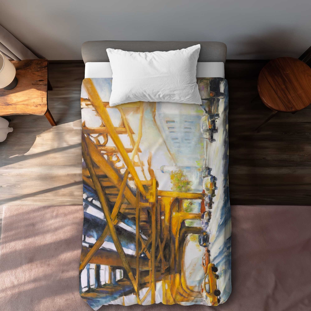C1DCTXLWQMF91P Traffic Under The Bridge Yellow Industrial Twin Size Extra Long Duvet Cover