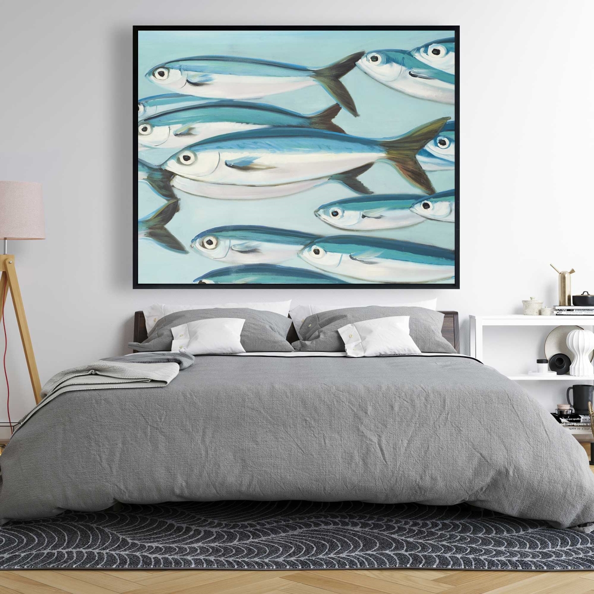 C1FC4860SFVMDR 48 x 60 in. Small Fish of Caesio Caerulaurea - Coastal Canvas Decor