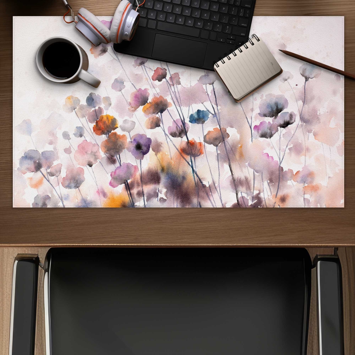 C1DM1424D5D7RK 14 x 24 in. Wildflowers Purple Flowers Gaming Desk Mat - Home Decor Essential