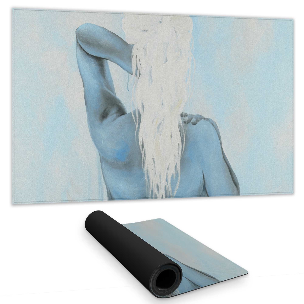 C1DM1424FUU2UD 14 x 24 in. Dreamy Woman - Blue Figurative Gaming Desk Mat for Home Decor