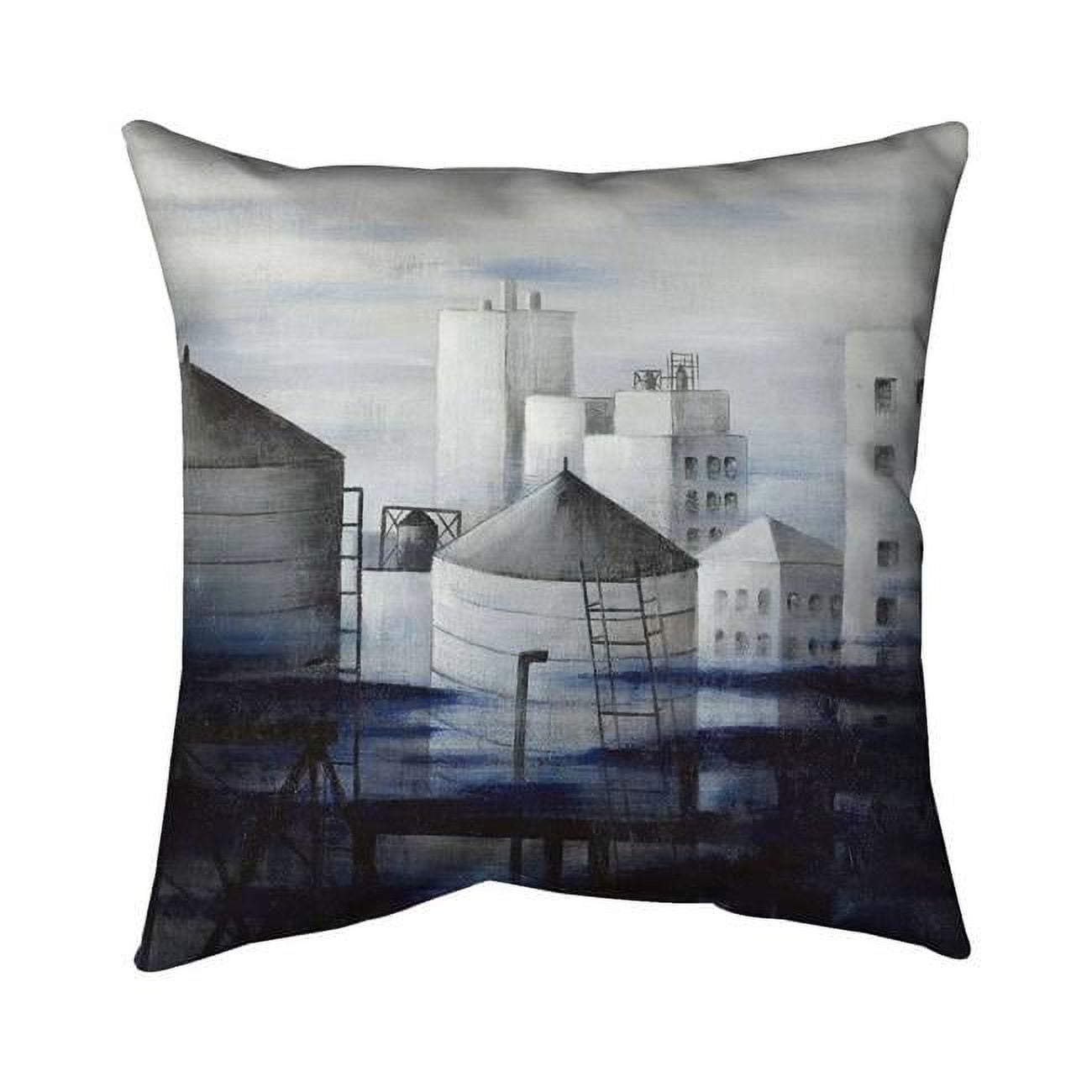 20 x 20 in. Grey City with Blue Clouds-Double Sided Print Indoor Pillow