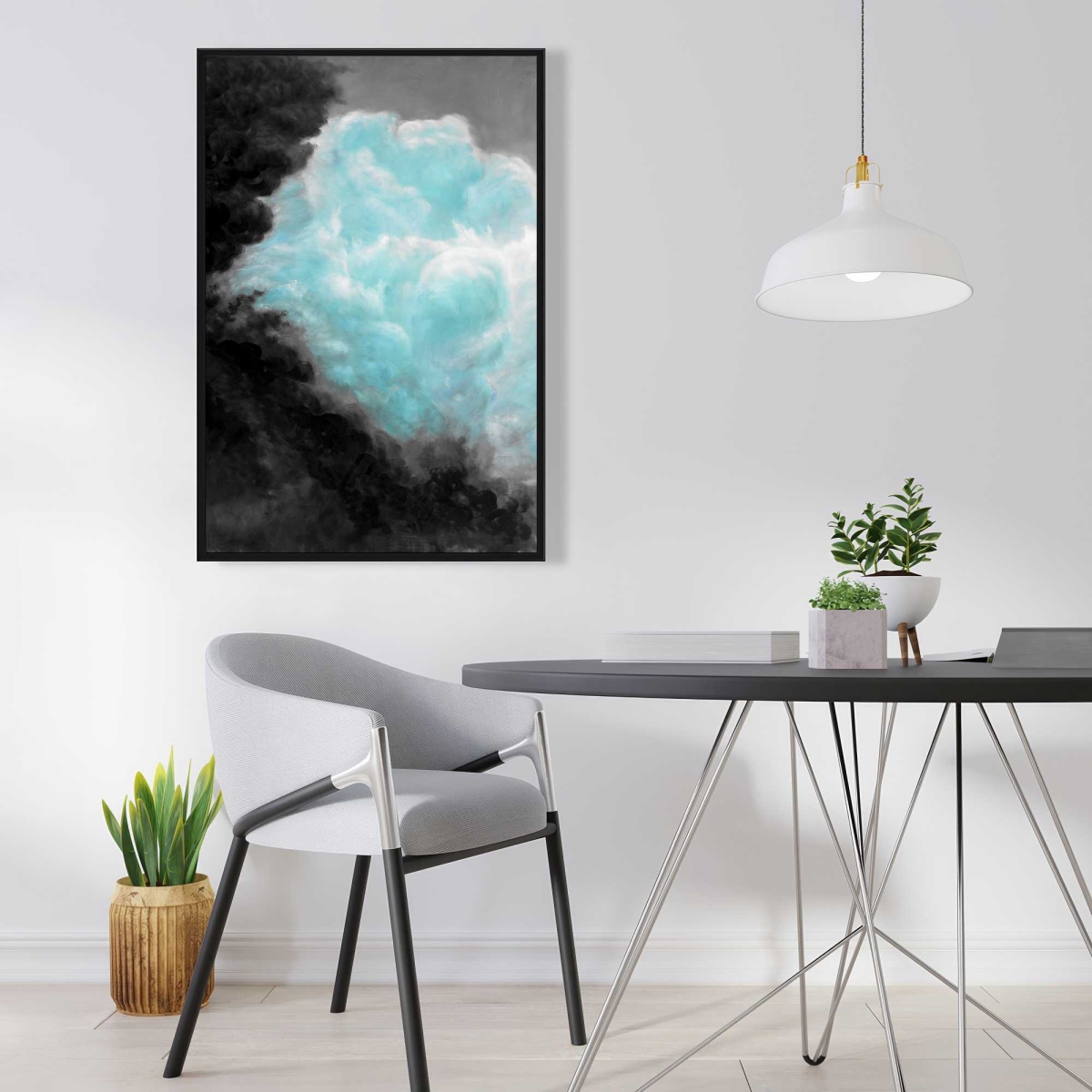 C1FC24361EXPO7 24 x 36 in. Turquoise Clouds - Contemporary Framed Canvas for Home Decor