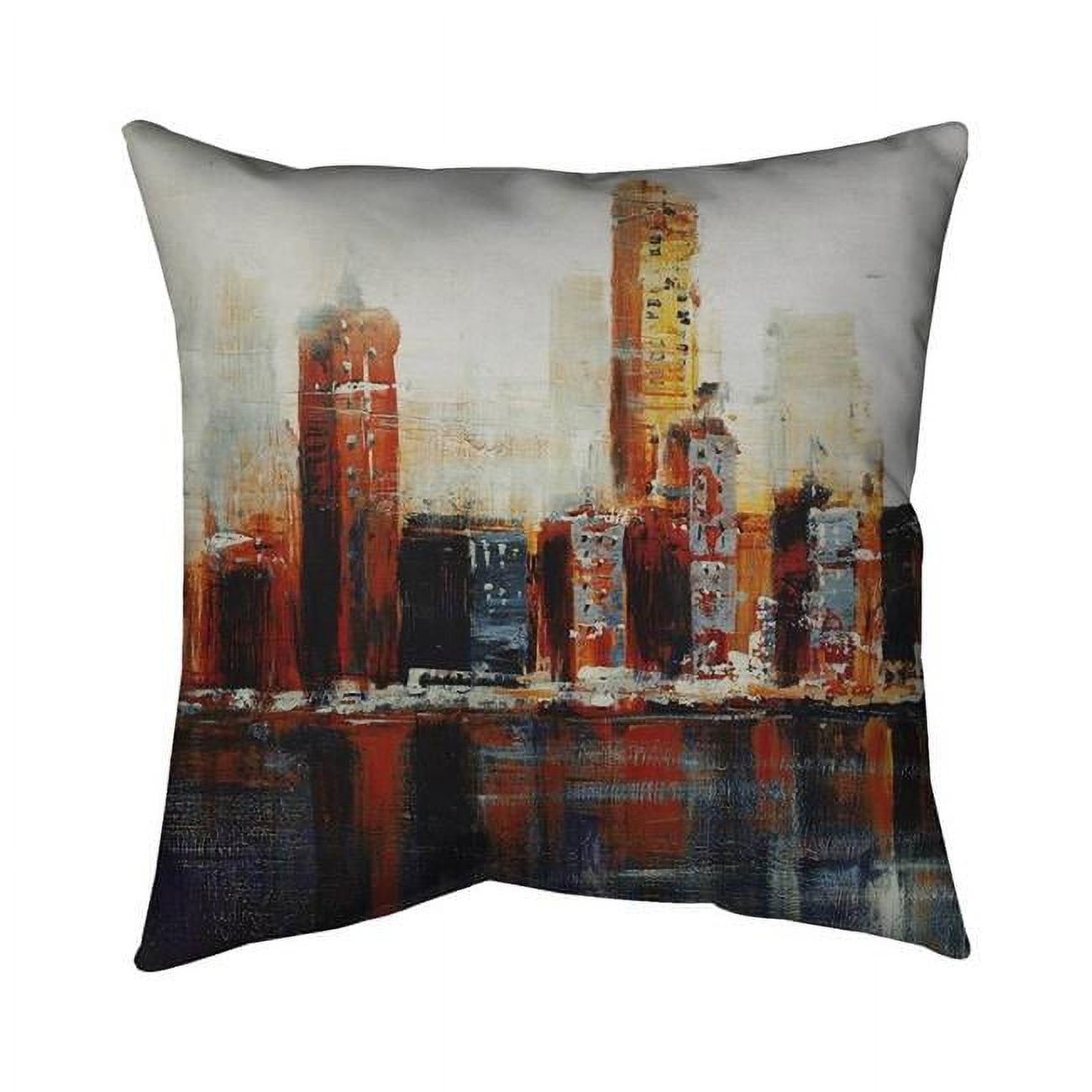 20 x 20 in. Abstract Red Cityscape-Double Sided Print Indoor Pillow
