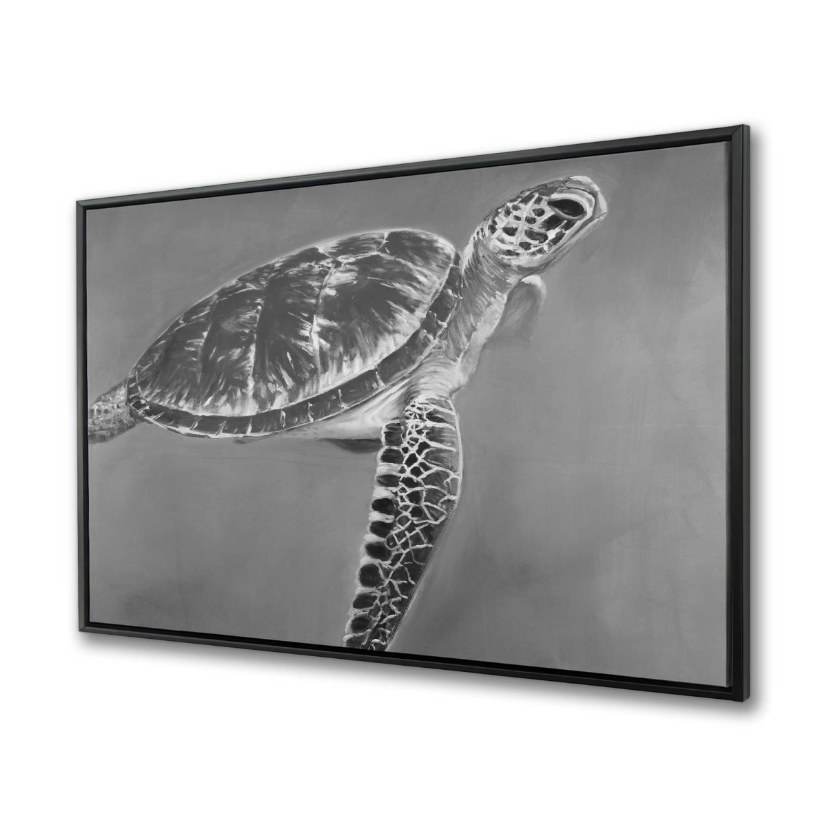 C1FC3648Y9FIRS 36 x 48 in. Grayscale Aquatic Turtle - Coastal Black & White Canvas Art
