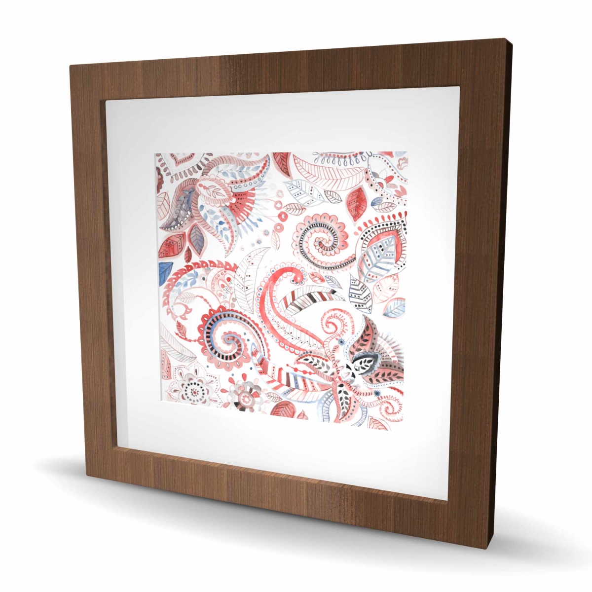 C1FM16165MHLD9 16 x 16 in. Paisley Pattern Framed Matted Print Wall Art - Home Decor Art